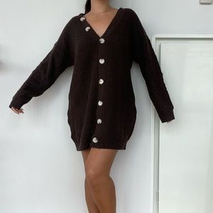 Line and dot sweater dress